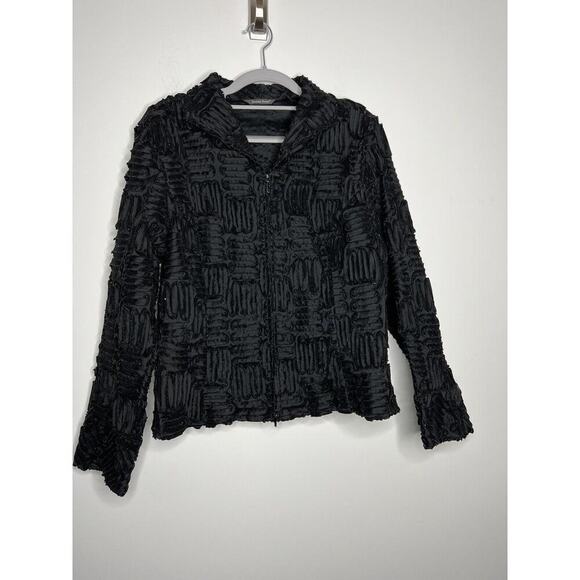 Samuel Dong Jacket Womens Large Embroidered 3D Design Art-to-Wear Full Zip - Picture 4 of 12